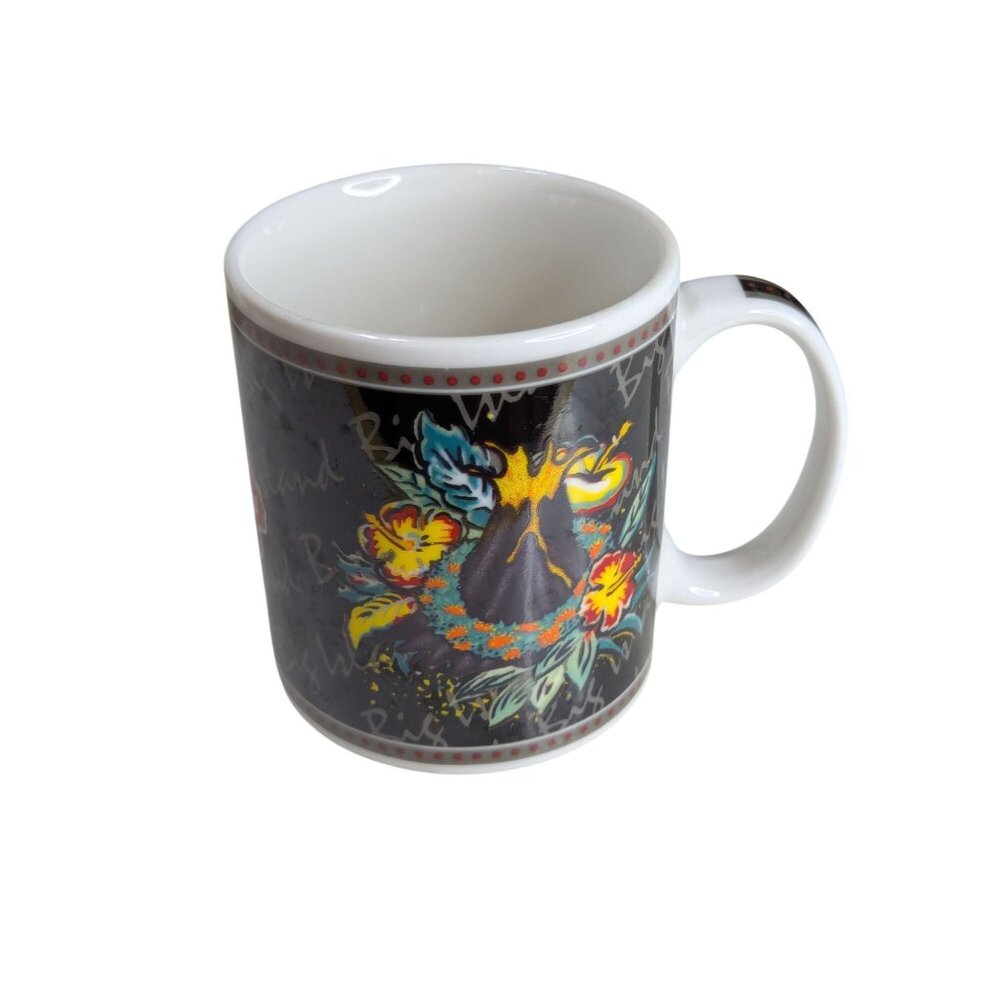 Hilo Hattie Big Island Volcano Coffee Mug 12oz White Ceramic Hawaiian Design